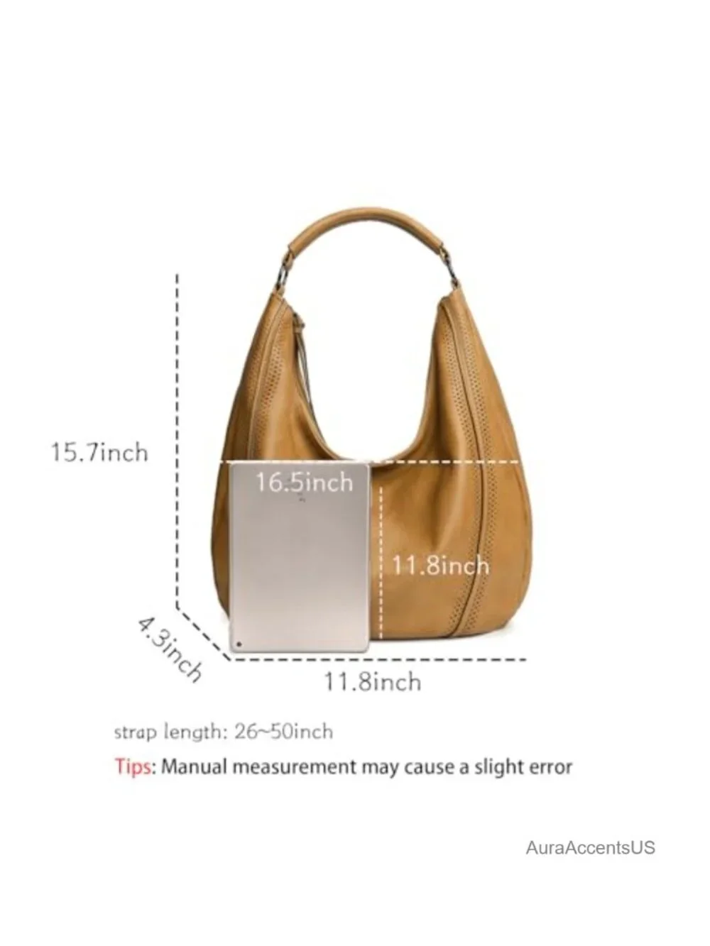 Hobo Shoulder Bag Soft Faux Leather Tote Purse with Crossbody Strap for Work